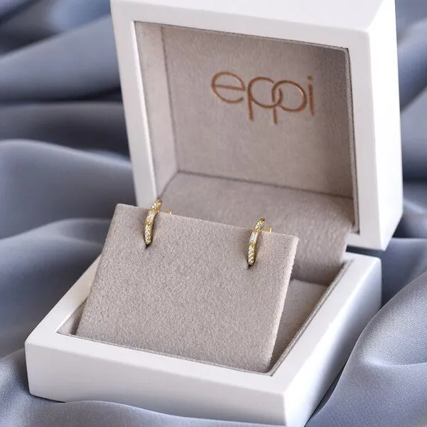 Eppi Eppi Silberne Ohrreifen mit Lab Grown Diamanten Agni, Gelb, – Produktbild 3 von 4