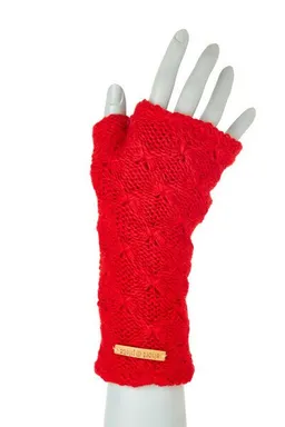short'n'pietz short'n'pietz Schurwollhandstulpen mit Rautenstrickmuster, handgestrickt – Produktbild 1 von 1