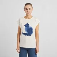 Dedicated DEDICATED Damen T-Shirt Visby Watercolor Cat, Weiß, – Produktbild 1 von 1