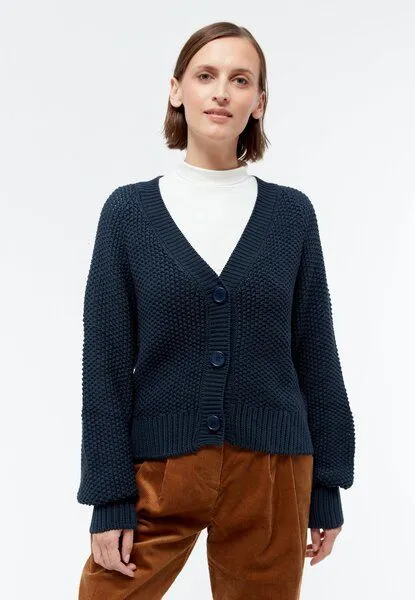 Givn Berlin Givn Berlin Strickcardigan GBNELE relaxed Fit aus Bio-Baumwolle mit Struktur, Midnight blue, – Produktbild 1 von 4
