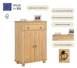 OTTO home Kommode Indra, Sideboard (B/T/H: 74/35/100 cm), aus massiver Kiefer, FSC®-zertifiziert, MADE in EU – Produktbild 1 von 1