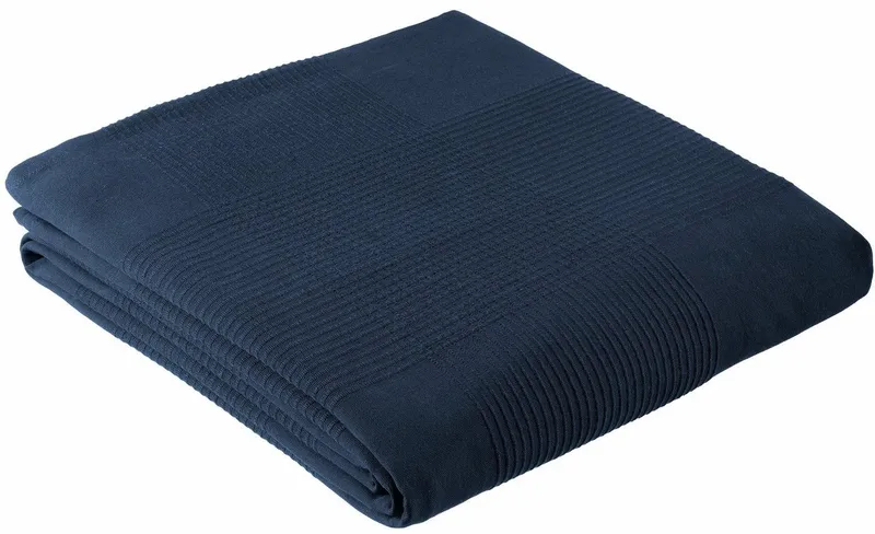 OTTO home Tagesdecke Mira, leichte Tagesdecke aus 100% Baumwolle, uni Überwurf, ohne Füllung, Blau, – Produktbild 3 von 6