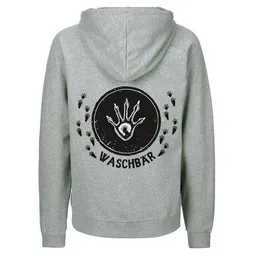 HANDGEDRUCKT HANDGEDRUCKT "Trittsiegel WaschBär" Männer Zip Hoody aus reiner Biobaumwolle (kbA) – Produktbild 1 von 1