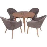 Gartenmöbel-Set "FREMONT/PUEBLO 01" 5-tlg. 1 Tisch Akazie, 4 Sessel KSgefl. dunkelbraun – Produktbild 1 von 1