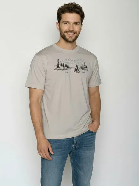 GreenBomb GREENBOMB Bear River Fusion - Lässiges Oversize-T-Shirt aus Bio-Baumwolle / hochwertiger Print / GOTS / Fair & Vegan, Grau (sandstone), – Produktbild 1 von 4