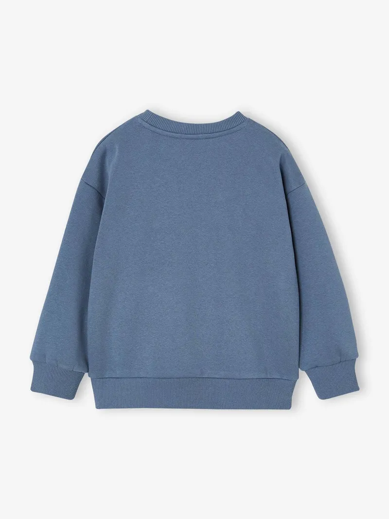 Vertbaudet Sweatshirt mit Bouclé-Print Jungen, Jeansblau, – Produktbild 2 von 3