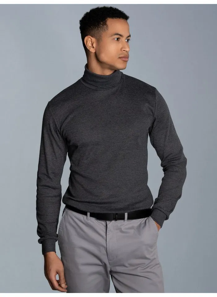 Trigema Rollkragenshirt TRIGEMA Langarm Ski- und Sport-Rollkragenpullover (1-tlg), Grau, – Produktbild 3 von 4