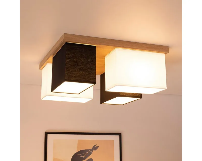 MeLiTec LED Deckenleuchte Paloma D129 Holz, Holz Deckenleuchte Paloma D129, Schwarz, – Produktbild 2 von 5