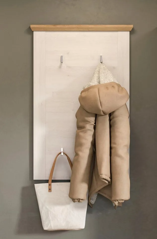 Home affaire Garderobenpaneel COSENZA, Höhe 103 cm, 5 Garderobenhaken, 2-farbig, in Landhausoptik, Wandpaneel, Paneel, Wandhaken, Weiß, – Produktbild 2 von 5