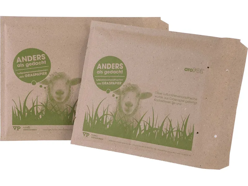 aroFOL aroFOL Luftpolster-Versandtasche, aus Graspapier 200 x 275 mm, für DIN C5, Gr. 4/D – Produktbild 1 von 1