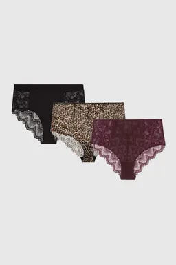 Understatement Understatement Damen vegan Multipack 3x Slips Spitze Highwaist Multicolor – Produktbild 1 von 1