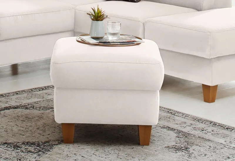 Home affaire Polsterhocker Palmera, B: 58 cm, mit Stauraum, Federkern, Beige, – Produktbild 2 von 7