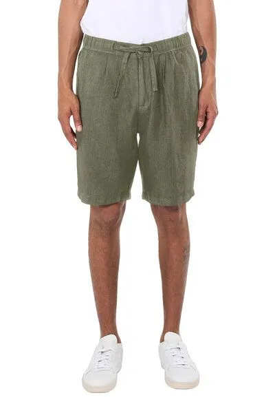 KnowledgeCotton Apparel KnowledgeCotton Apparel Leinenshorts - Loose linen shorts - VEGAN - aus Bio-Leinen, Grün (burned olive), – Produktbild 3 von 4