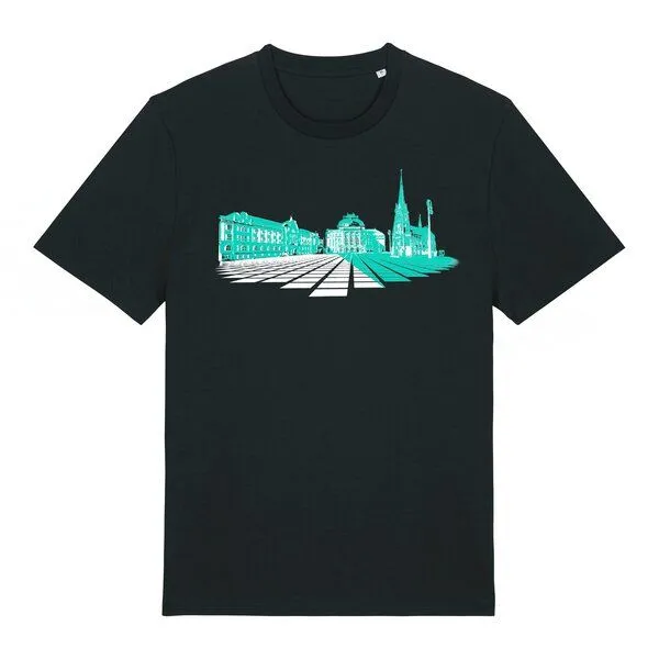 Spangeltangel Spangeltangel bedrucktes T-Shirt, Chemnitz, nachhaltig, Stadt, Herren, Damen, Unisex, Biobaumwolle, Schwarz, – Produktbild 2 von 4