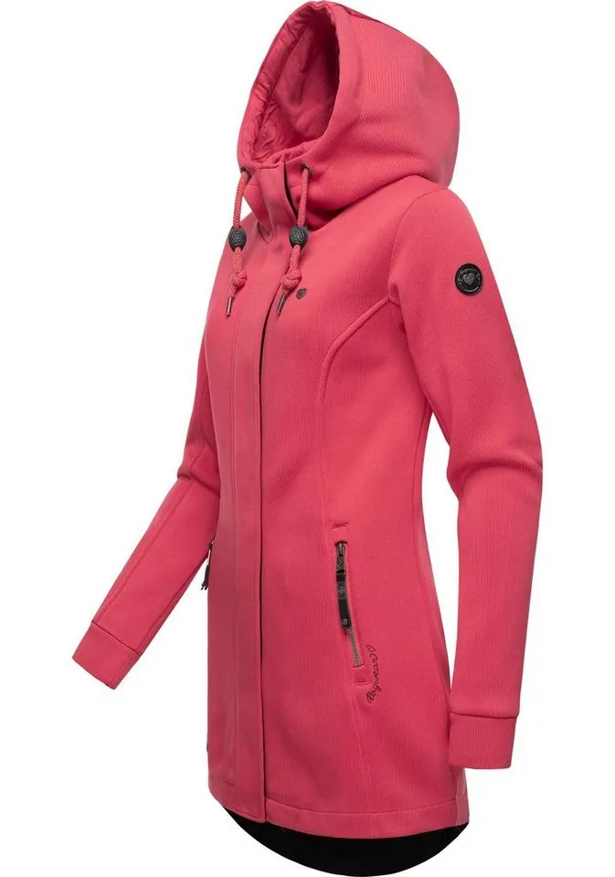 ragwear ragwear Kapuzensweatjacke Letti Bonded Sportliche Kapuzenjacke in Feinstrick-Optik, Rot, – Produktbild 2 von 4