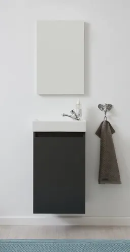 welltime Badmöbel-Set Oslo 2-teilig, (Komplett-Set, 3-St), Waschtisch mit Waschbecken und Spiegel Breite 40cm, Gästewaschtisch – Produktbild 1 von 1