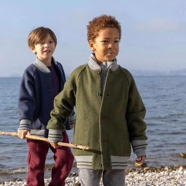 Disana Disana Kleinkinder Walk-College-Jacke kbT-Merino Schurwolle, Olive, – Produktbild 3 von 3