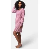 greenjama greenjama Damen Sleepshirt Ringel, GOTS-zertifiziert, Grape (rosa), – Produktbild 1 von 1