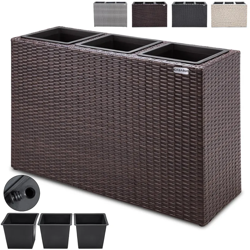 Casaria® Casaria Casaria Blumenkasten Polyrattan 3er 83 x 60 x 30,5cm schwarz – Produktbild 1 von 1