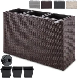 Casaria® Casaria Casaria Blumenkasten Polyrattan 3er 83 x 60 x 30,5cm schwarz – Produktbild 1 von 1