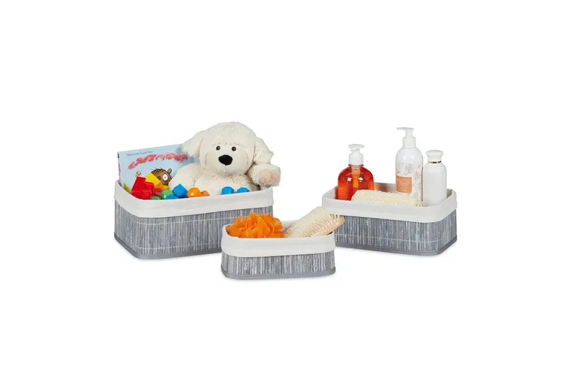 RELAXDAYS RELAXDAYS Aufbewahrungskorb Bad 3 teiliges Set (3 St), Grau, – Produktbild 1 von 5