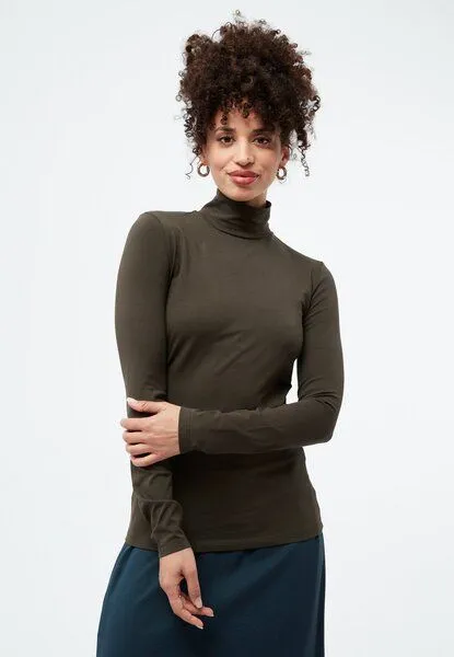 Givn Berlin Givn Berlin Longsleeve GBVIDA aus Bio-Baumwolle mit Turtleneck, Dark olive, – Produktbild 1 von 4