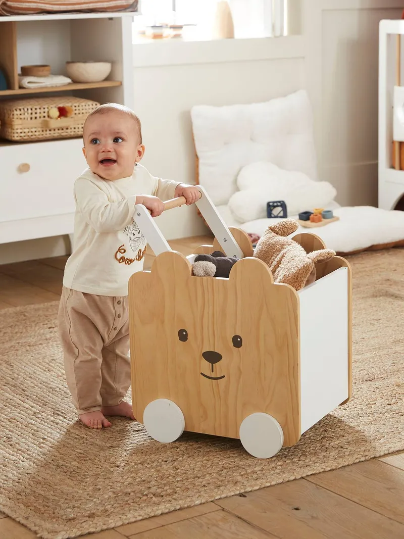 Vertbaudet Kinderzimmer Fahrbare Spielzeugkiste BÄR, Braun, – Produktbild 1 von 4