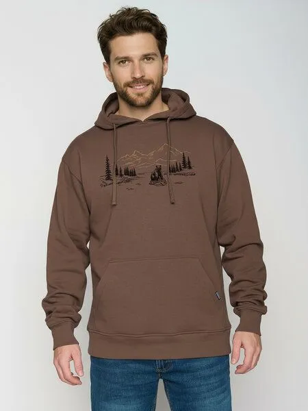 GreenBomb GREENBOMB Bear River Joy - Gemütlicher Hoodie aus Bio-Baumwolle / hochwertiger Print / GOTS / Fair & Vegan, Braun (earth wood), – Produktbild 1 von 4