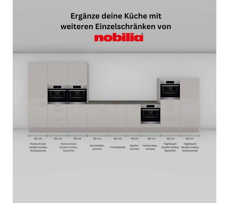 nobilia nobilia Frontblende "Touch", durchgehende Türfront für vollintegrierte Geschirrspüler, in den Breiten Breiten 45 und 60 cm, Grau, – Produktbild 1 von 3