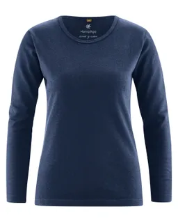 HempAge Hempage Damen vegan Langarm Shirt Basic Navy – Produktbild 1 von 1