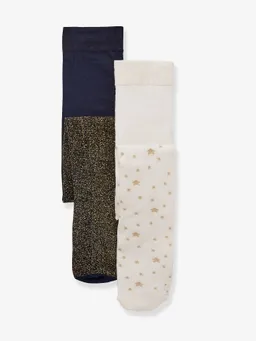 Vertbaudet 2er-Pack Mädchen Baby Glitzer-Strumpfhosen – Produktbild 1 von 1