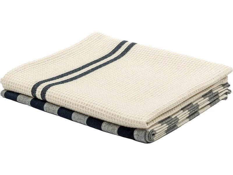 Living Crafts Living Crafts - Home Geschirrtücher, 2er-Pack (100% Bio-Baumwolle), Blau, – Produktbild 3 von 3