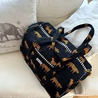 KIKOONI KIKOONI handgefertigte große Baumwolltasche "K. Shopper", Black leopard, – Produktbild 1 von 1