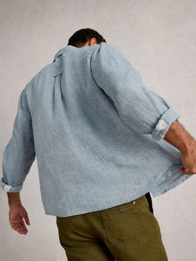 White Stuff Leinenhemd Keswick Langarm - L, Chambray blau, – Produktbild 4 von 4