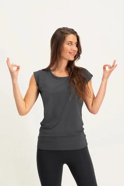 Urban Goddess Urban Goddess Lockeres Asana-Yoga-Shirt, Ash (dunkelgrau), – Produktbild 3 von 4