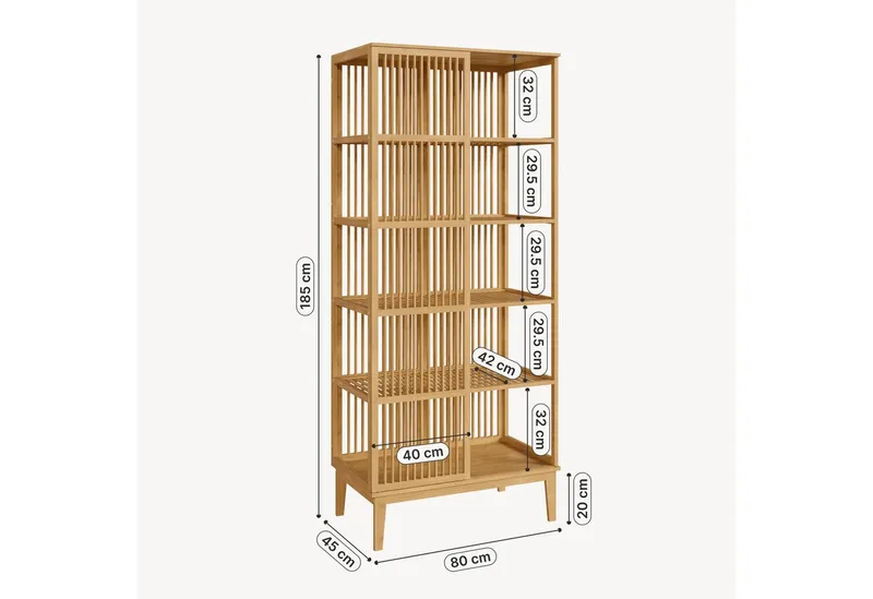 en.casa Standregal, »Trundholm« Bambus-Standregal mit 5 Ablagen, Beige, – Produktbild 3 von 4