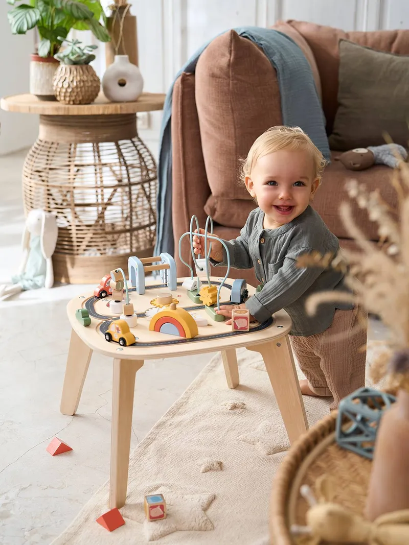 Vertbaudet Baby Activity-Tisch mit Autos, Beige, – Produktbild 2 von 4