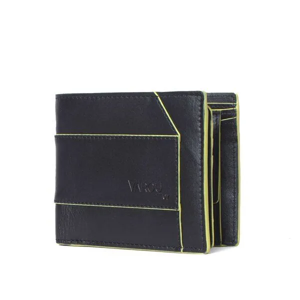 Vargu Vargu Echtleder Geldbörse KON 1-L, Black - lime green, – Produktbild 2 von 4