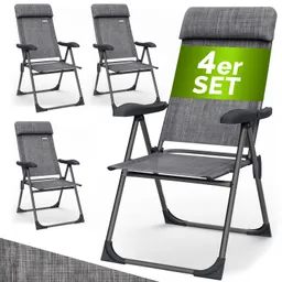 Casaria® Gartenstuhl klappbar 4er-Set Grau meliert Alu Hochlehner verstellbar – Produktbild 1 von 1