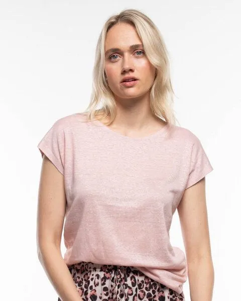 Alma & Lovis Alma & Lovis Elegantes Kurzarmshirt aus 100% Leinen-Jersey | Linen Short Pure, Rose quarz (rose-rosa), – Produktbild 1 von 4