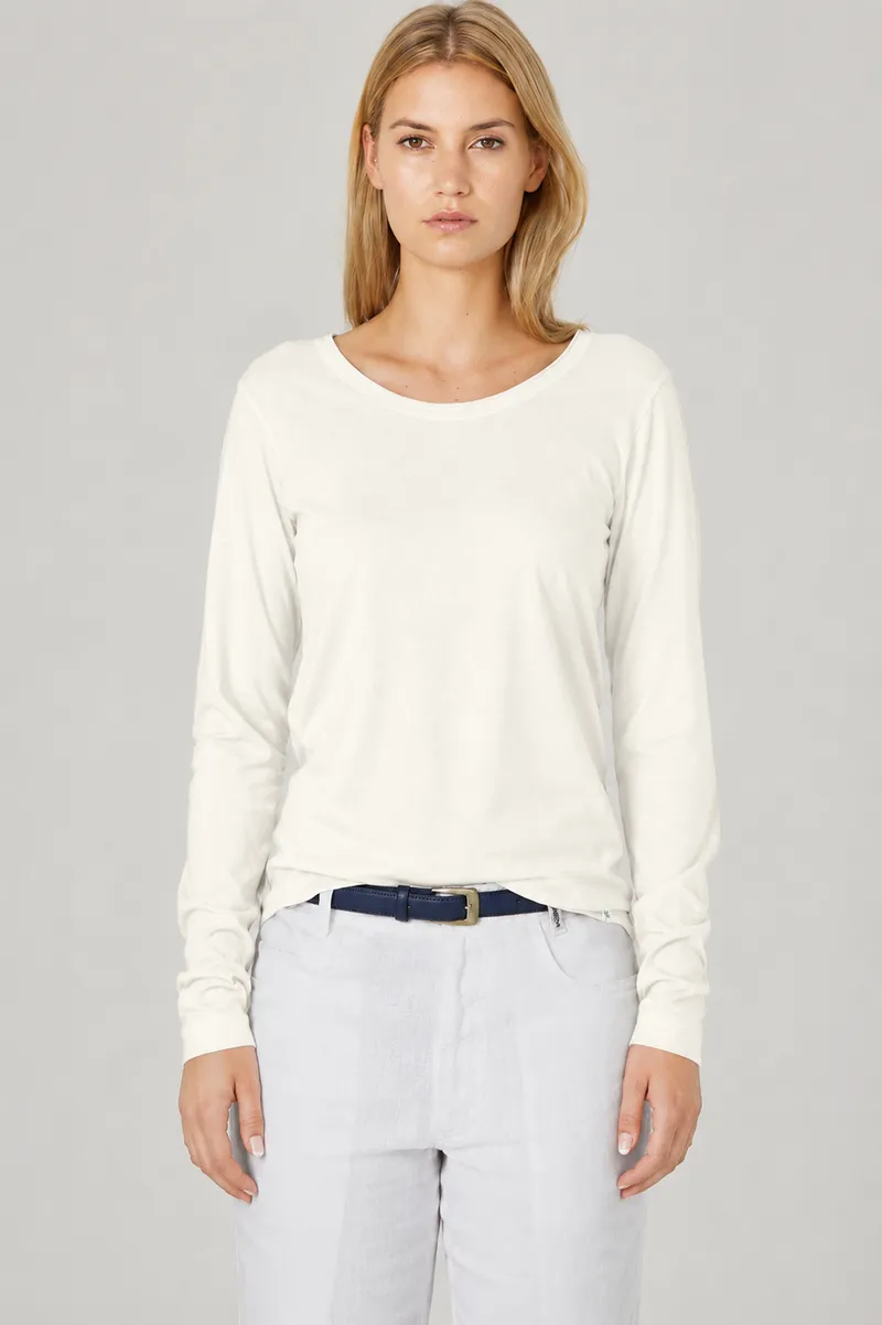 HempAge Hempage Damen vegan Langärmliges T-Shirt Cremefarben, Weiß, – Produktbild 2 von 2