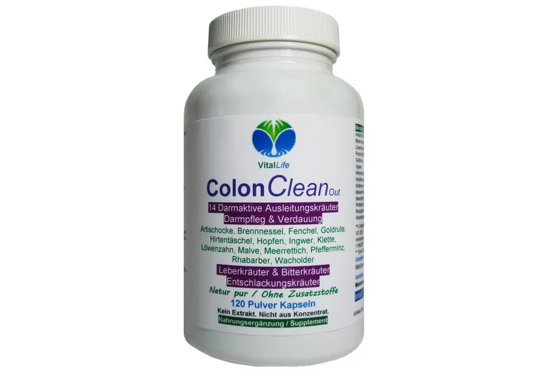 VitalLife Colon CleanOut 14 Kräuter + Bitterstoffe Komplex - Ohne Zusatzstoffe - Kapseln, 1 er Dose à 120 St., 49,8 g, Art. 26540-120 – Produktbild 1 von 5