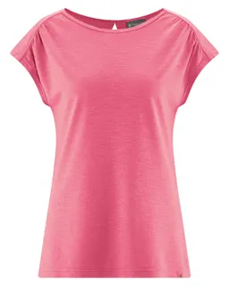 HempAge Hempage Damen vegan T-Shirt Mit Ausschnitt Am Rücken Hibiskus Rosa – Produktbild 1 von 1