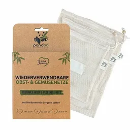 pandoo pandoo Gemüsenetze aus Bio-Baumwolle im 3er- oder 6er-Set | Obstbeutel – Produktbild 1 von 1