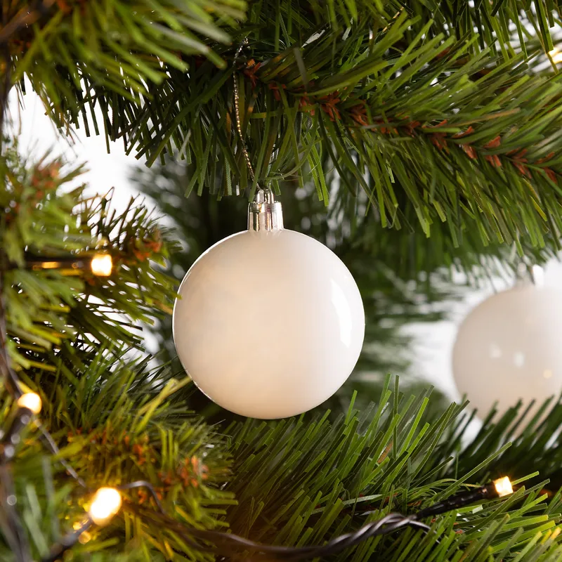 Casaria® Weihnachtskugeln Weiß 24 tlg in matt glänzend & glitzernd, Weiß, – Produktbild 2 von 2