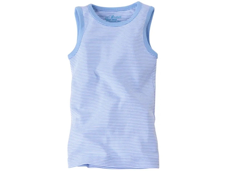 HANS NATUR Baby und Kinder Unterhemd Bio-Baumwolle hellblau-weiß gestreift Gr. 110/116, Weiß, blau, – Produktbild 1 von 2