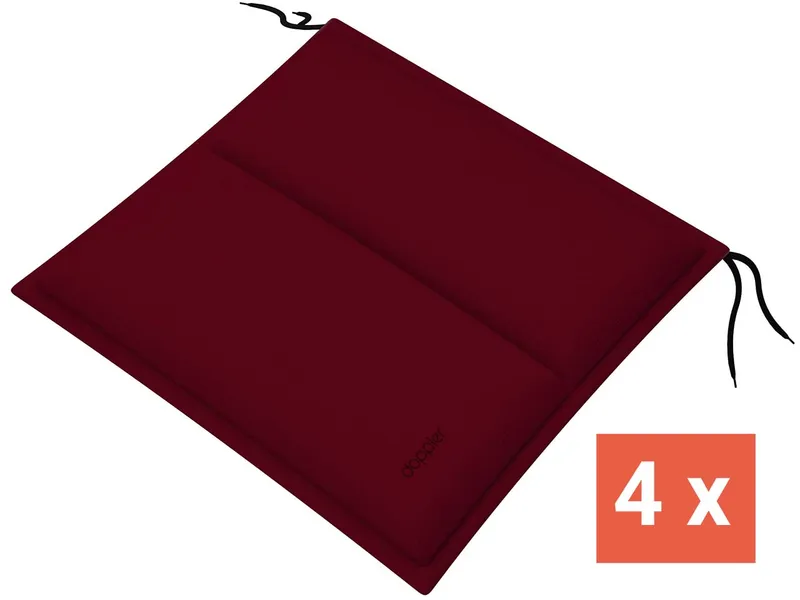 Doppler doppler Sitzkissen "CITY" mit Längssteppung, 4er-Pack, 48x48x6 cm, Polyester, bordeaux – Produktbild 1 von 1