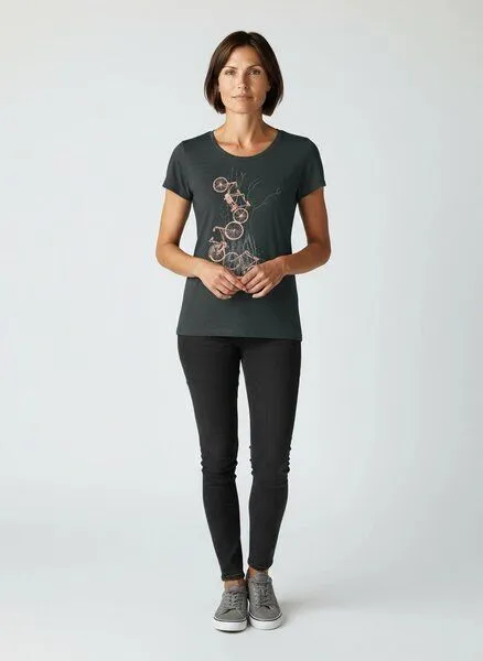 Spangeltangel Spangeltangel Frauenshirt "Fahrräder", bedruckt, Siebdruck, sportlich, Bio-Baumwolle, Dunkelgrau, – Produktbild 2 von 4