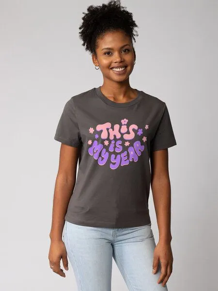 watapparel watapparel T-Shirt Frauen This is my year, Anthracite, – Produktbild 1 von 3