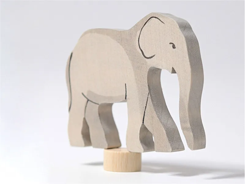 Grimms Grimms Elefant Steckfigur aus Lindenholz, bunt lasiert Höhe7 cm, Grau, mehrfarbig, – Produktbild 2 von 2